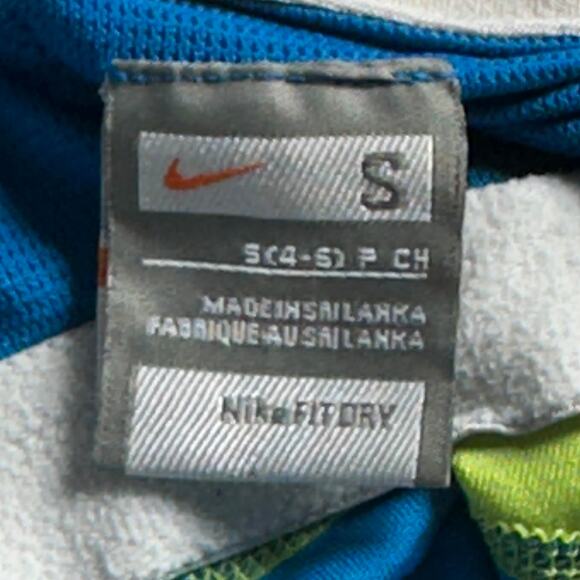 Nike Dri-FIT Advantage Athletic Tank Top Small Blue White Lime Criss Cross Back - Picture 6 of 11